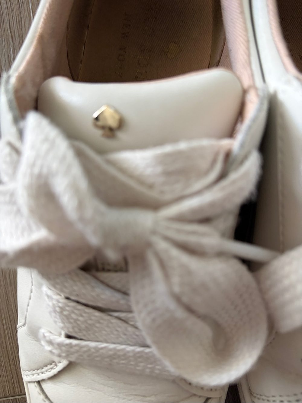 kate spade White Leather Athletic Sneakers with Black Spade on side - Picture 7 of 7